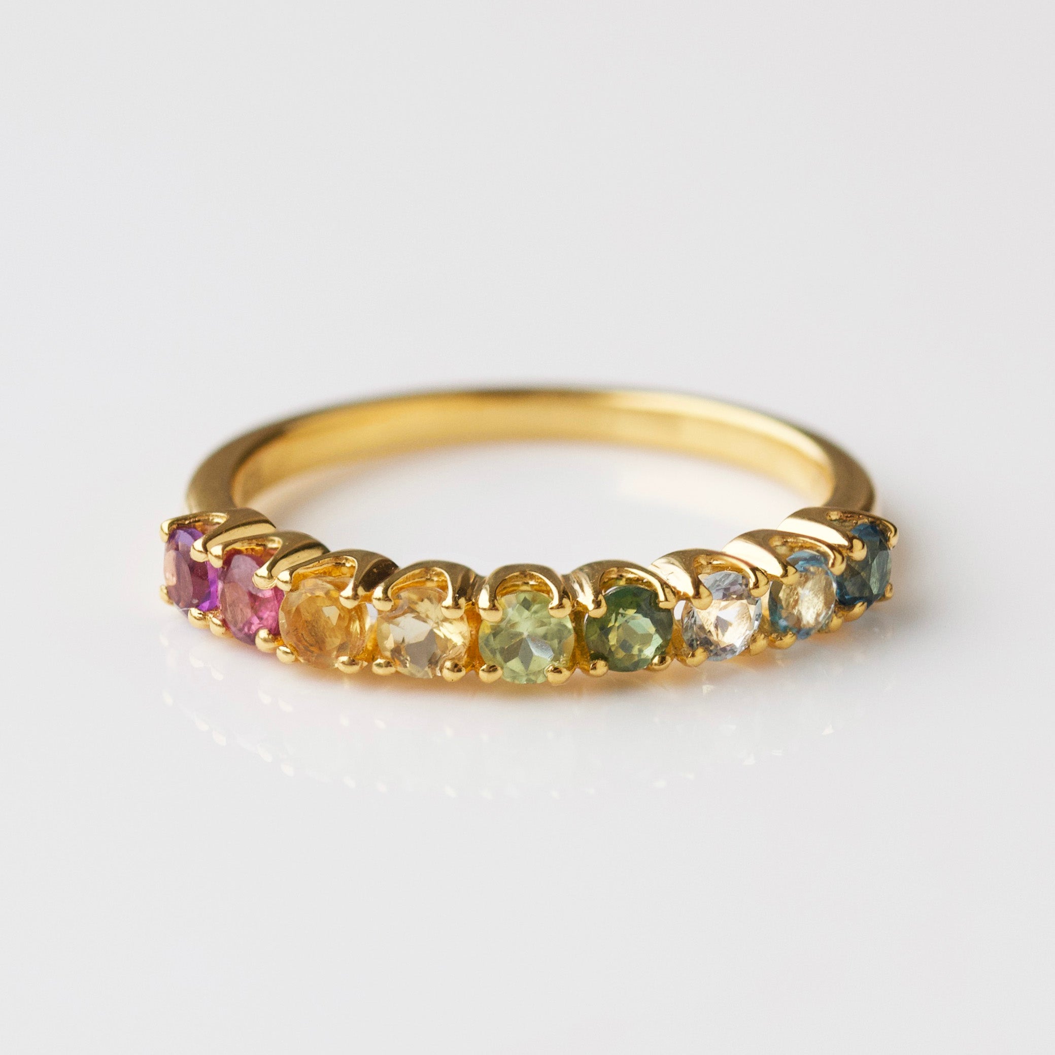 rainbow gemstone ring gold