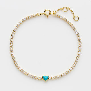 turquoise heart tennis bracelet