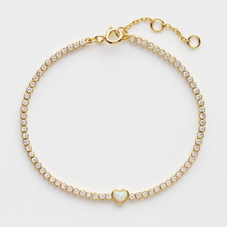 opal heart tennis bracelet
