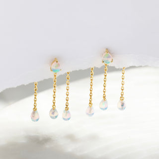 opal raindrop stud earrings