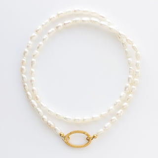 Double wrap pearl bracelet in gold