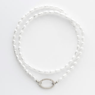 Double wrap pearl bracelet in silver