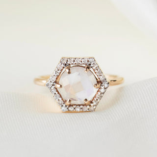 Moonstone & diamond engagement ring