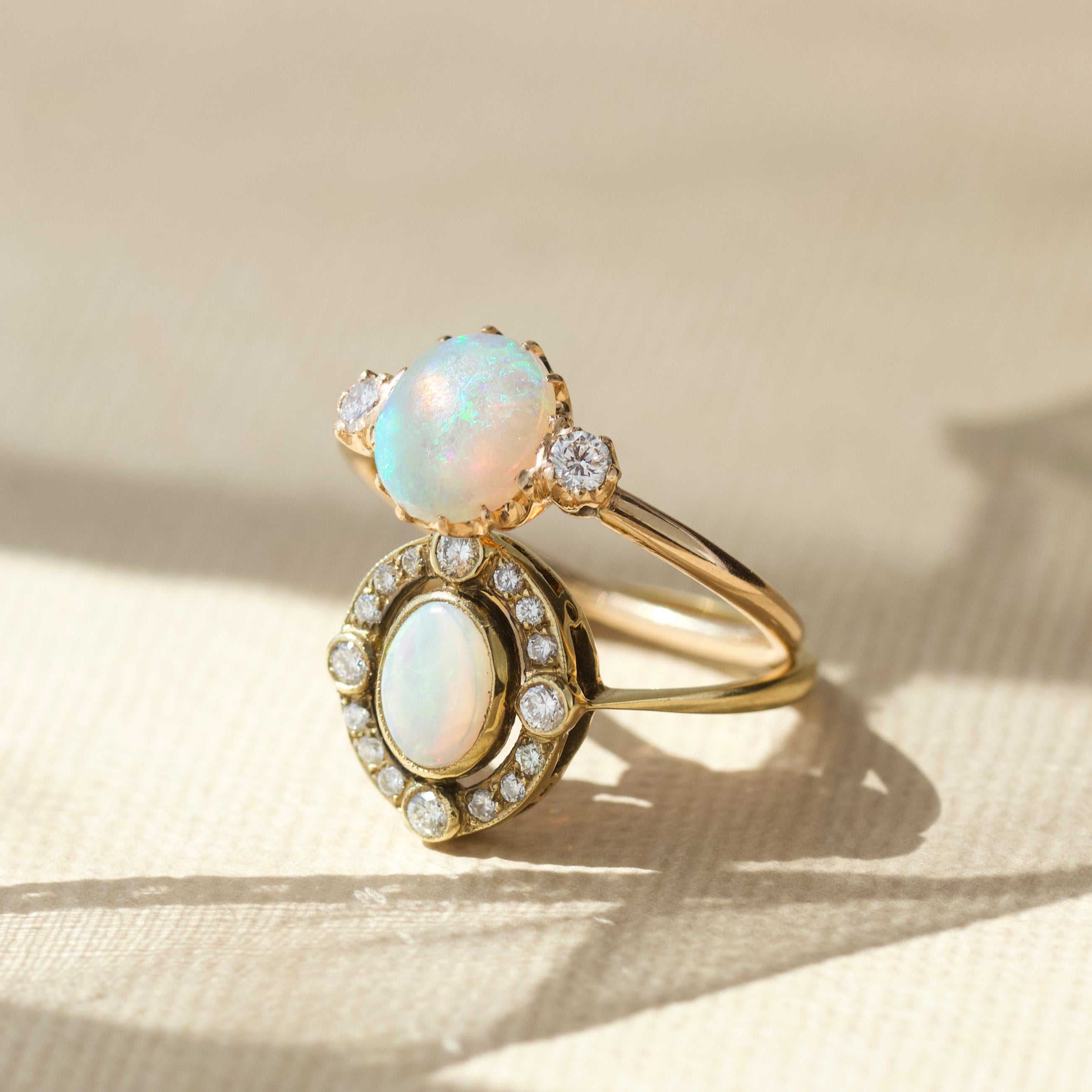 opal and diamond engagement ring in solid gold