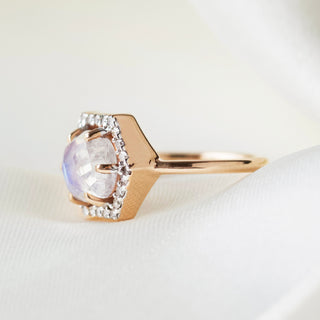 Moonstone & diamond engagement ring