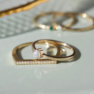 diamond bar stacking ring solid gold