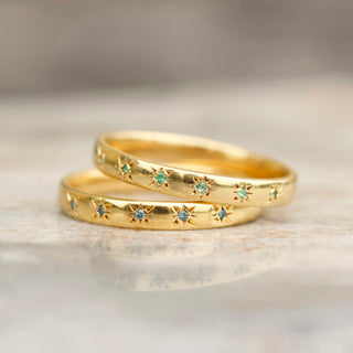 emerald star set gold ring