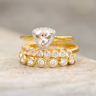 morganite and diamond trillion ring gold