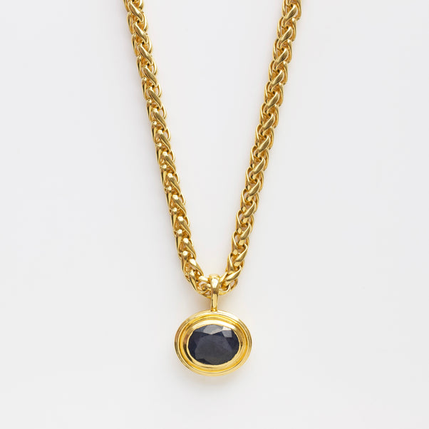 Vintage Sapphire Pendant & Spiga Chain