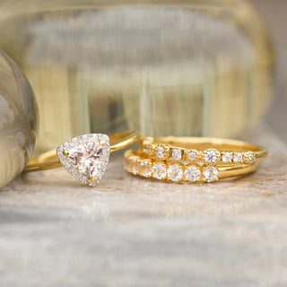 morganite and diamond trillion ring gold