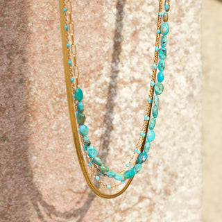 blue enamel layering necklace gold