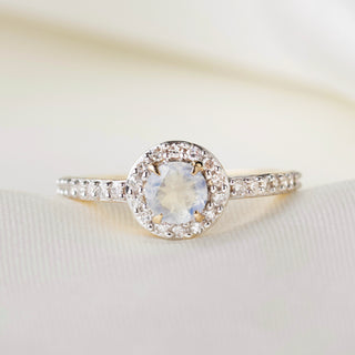 Moonstone and diamond engagement ring