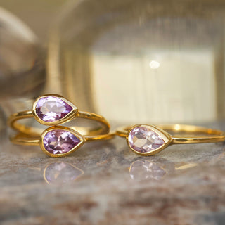pink amethyst solitaire ring in gold