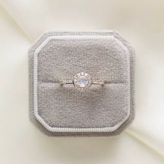 Moonstone and diamond engagement ring