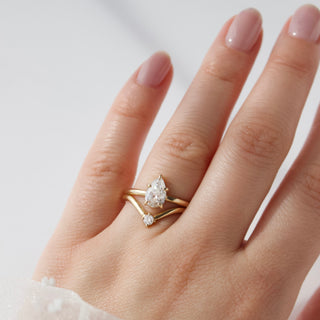 Pear Solitaire engagement diamond ring in solid gold