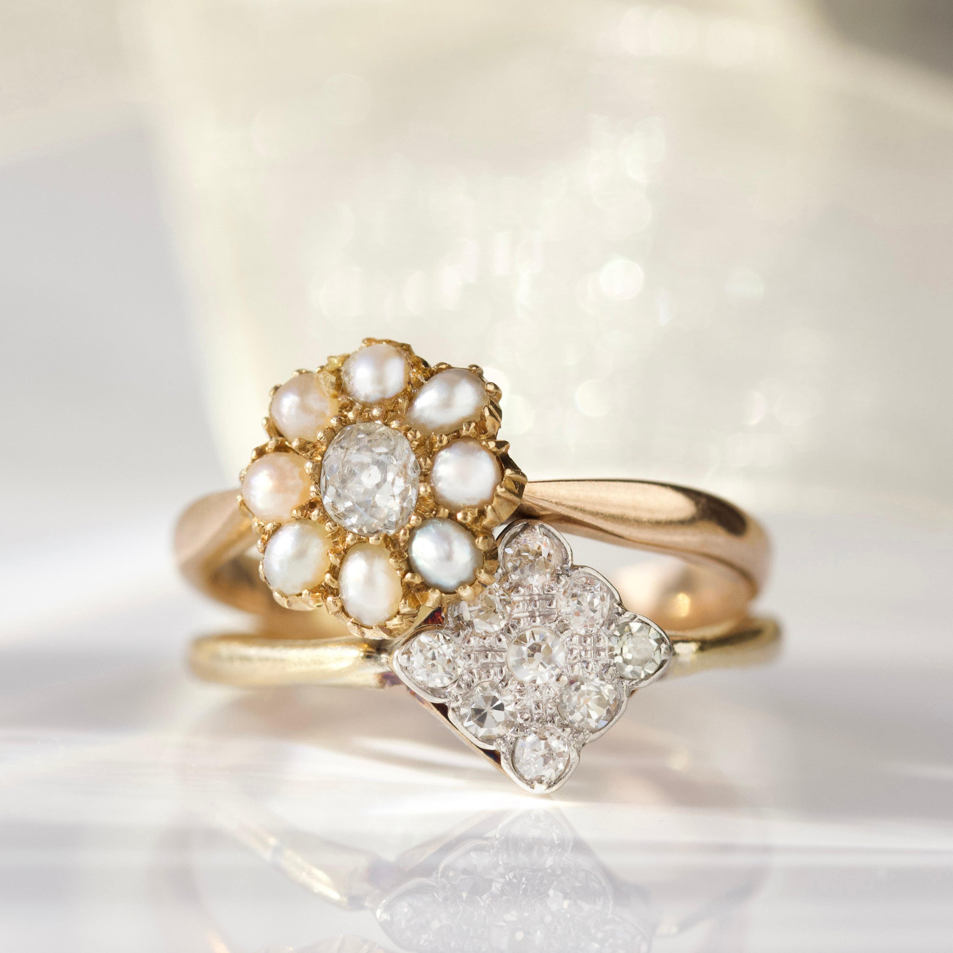 Vintage diamond ring in solid gold