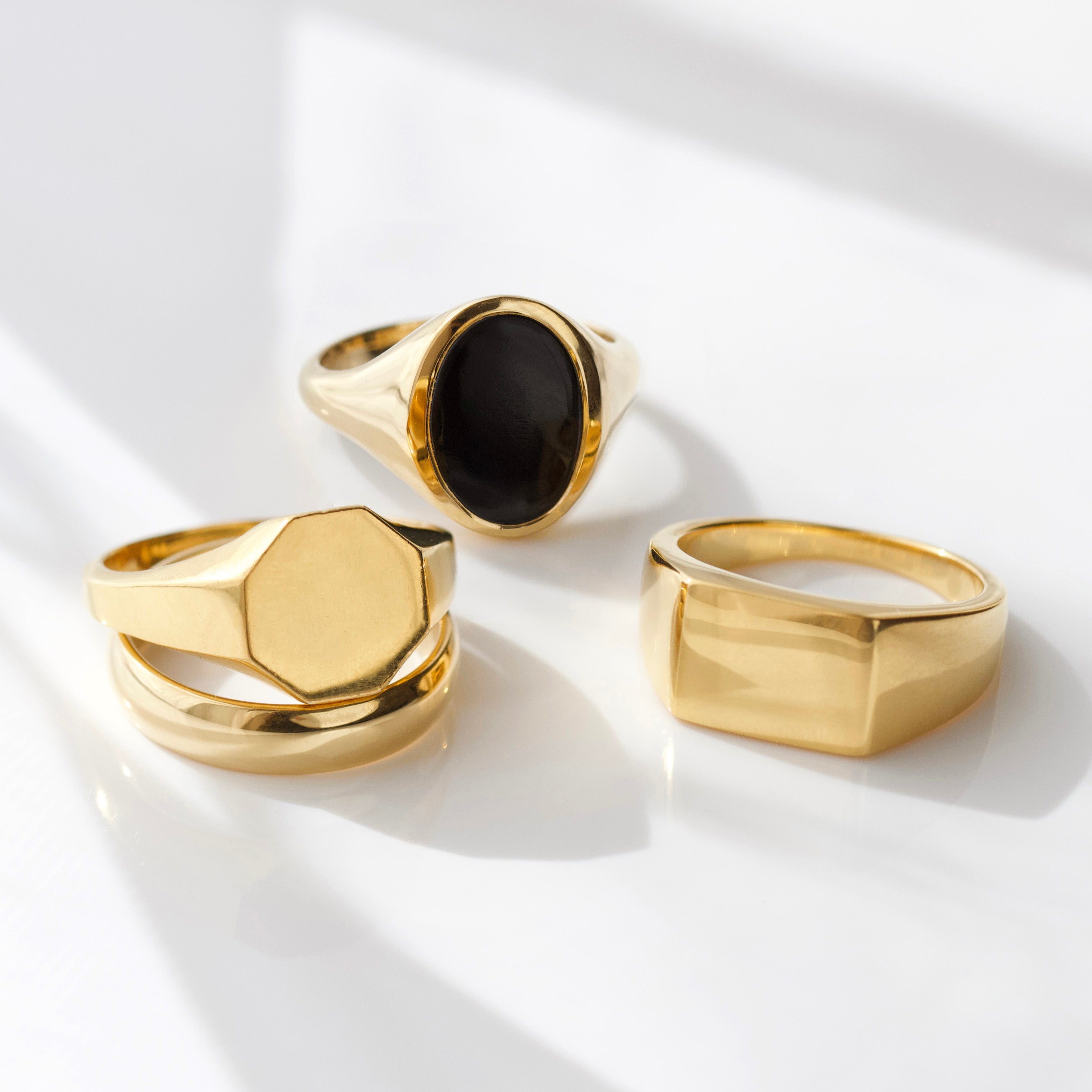 Gold Signet Ring Solid Gold Pinky Ring Mens Pinky Ring Gold Onyx