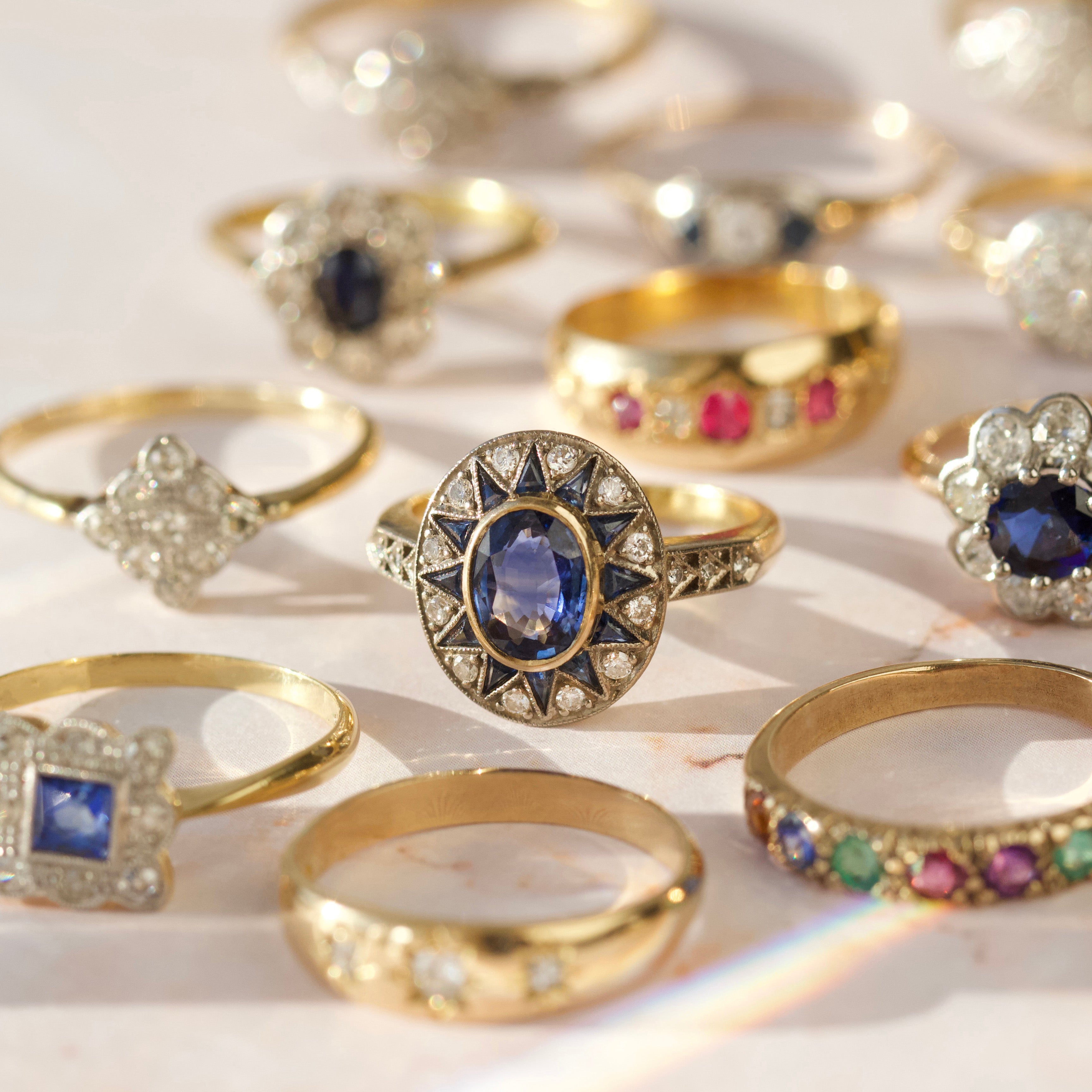 vintage statement sapphire and diamond ring