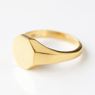 mens hexgon ring in gold