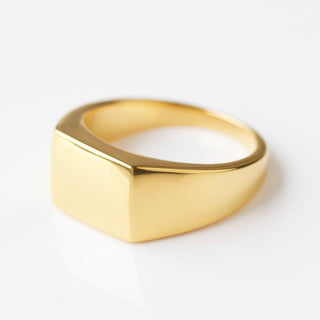 mens gold square signet ring