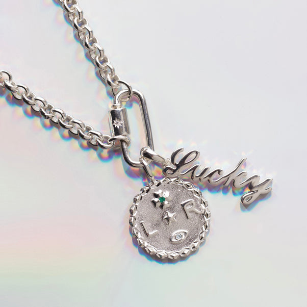 Silver chain and lock necklace