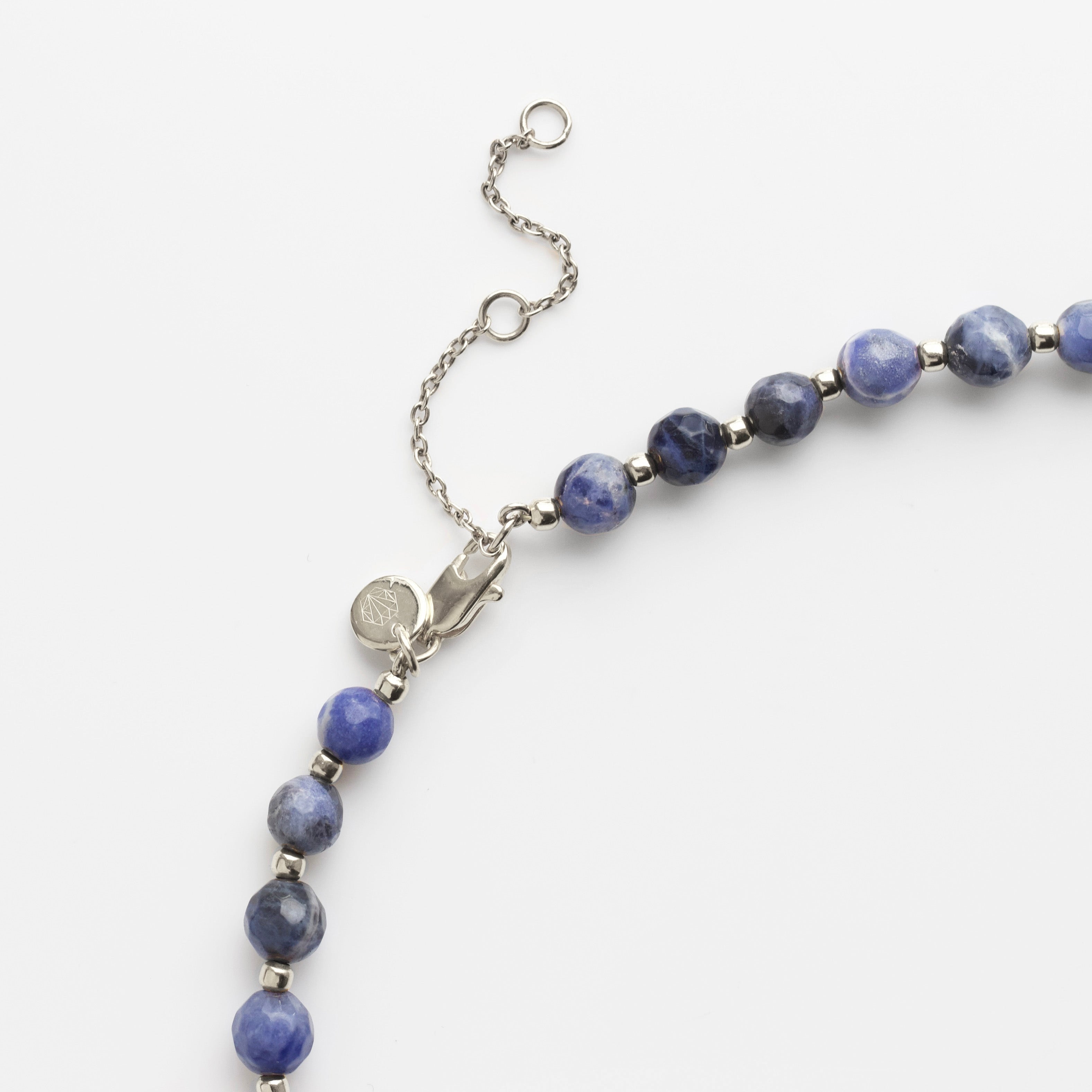 sodalite silver beaded necklace