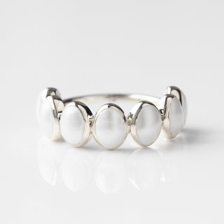 pearl gemstone ring silver