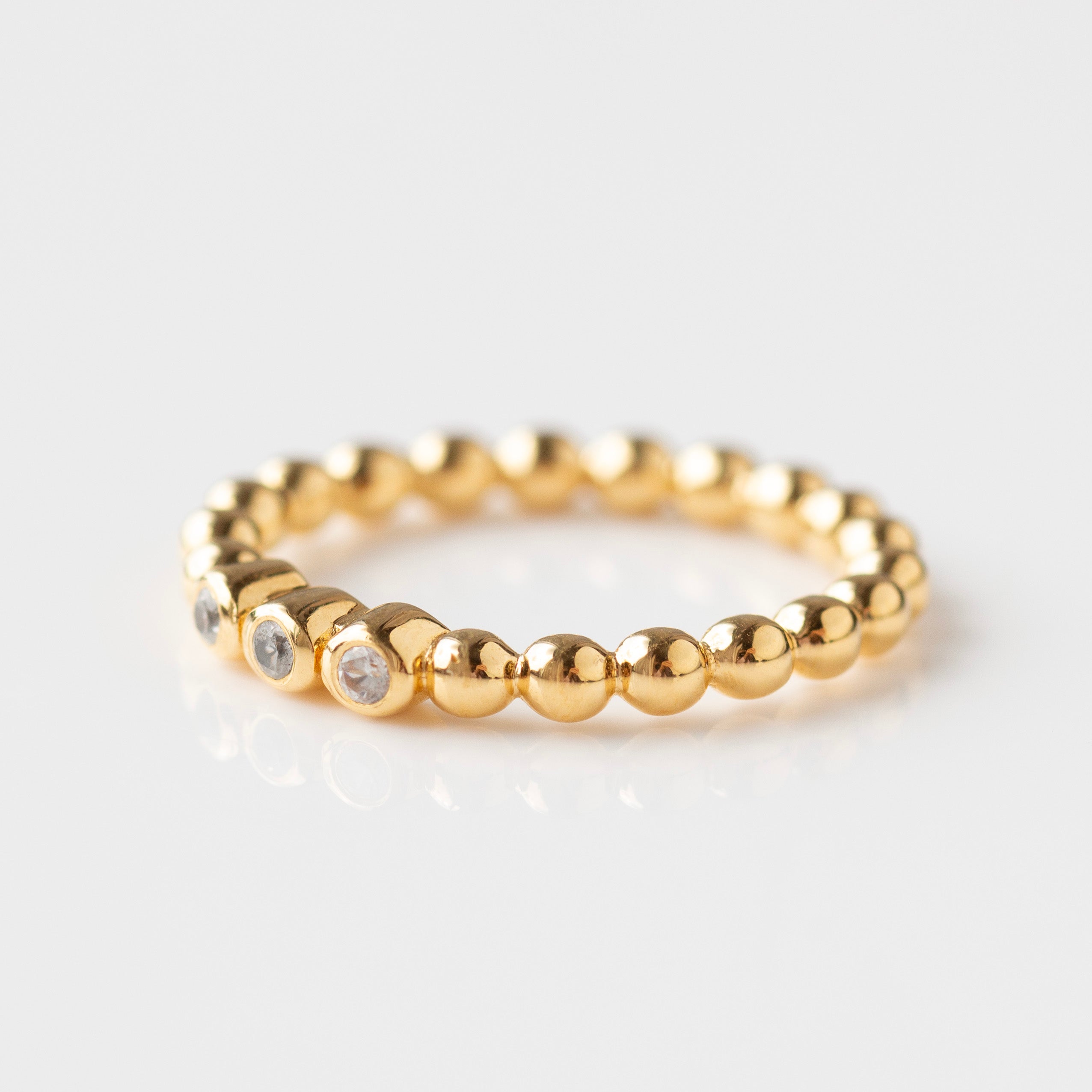 white zircon bobble ring gold