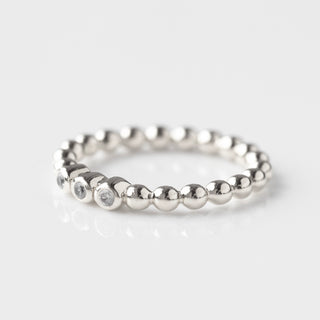 white zircon bobble ring silver