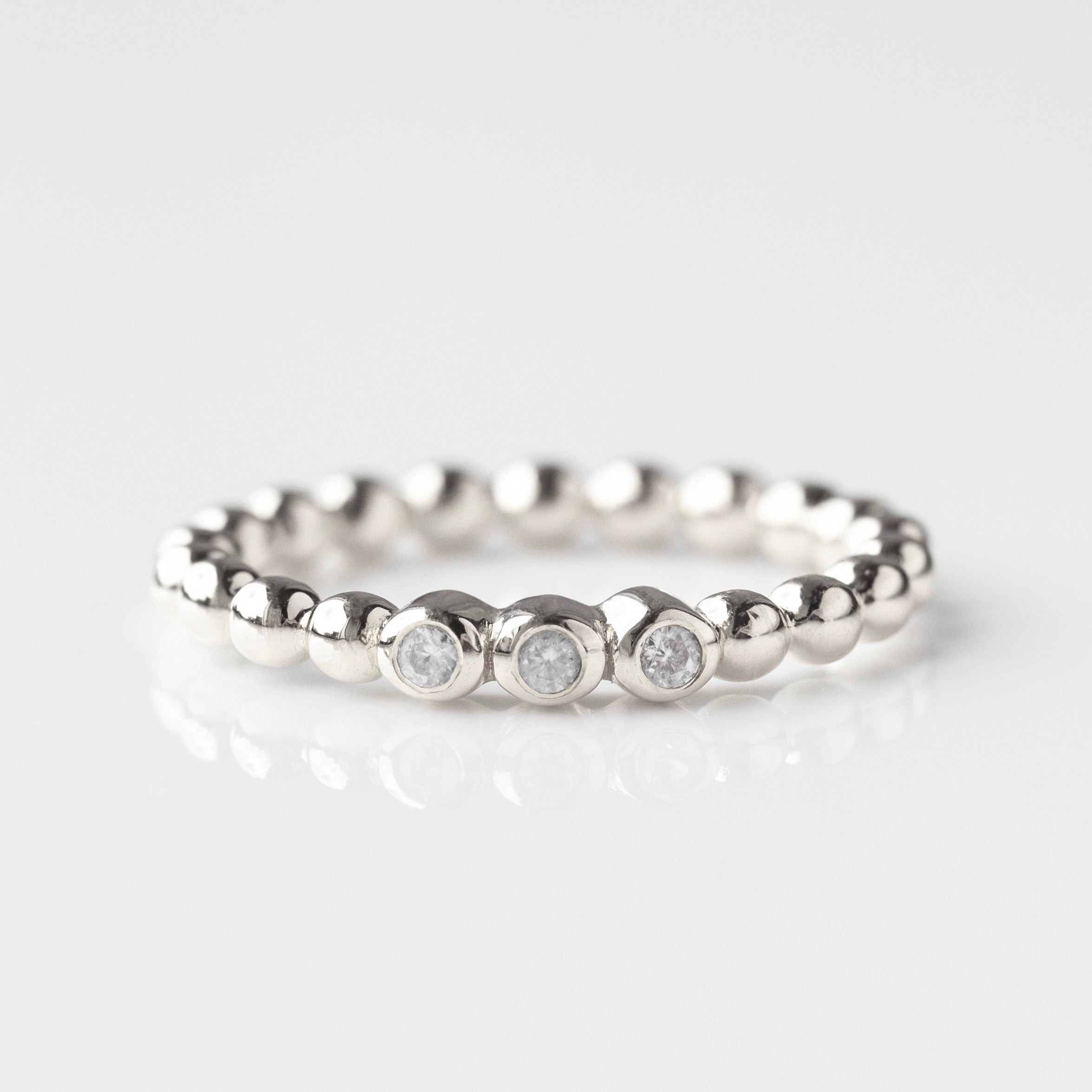 white zircon bobble ring silver