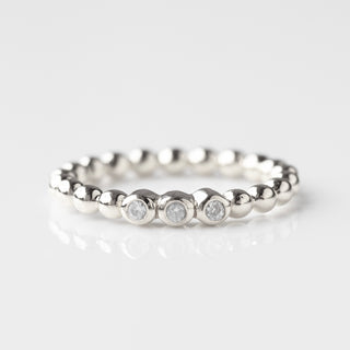 white zircon bobble ring silver