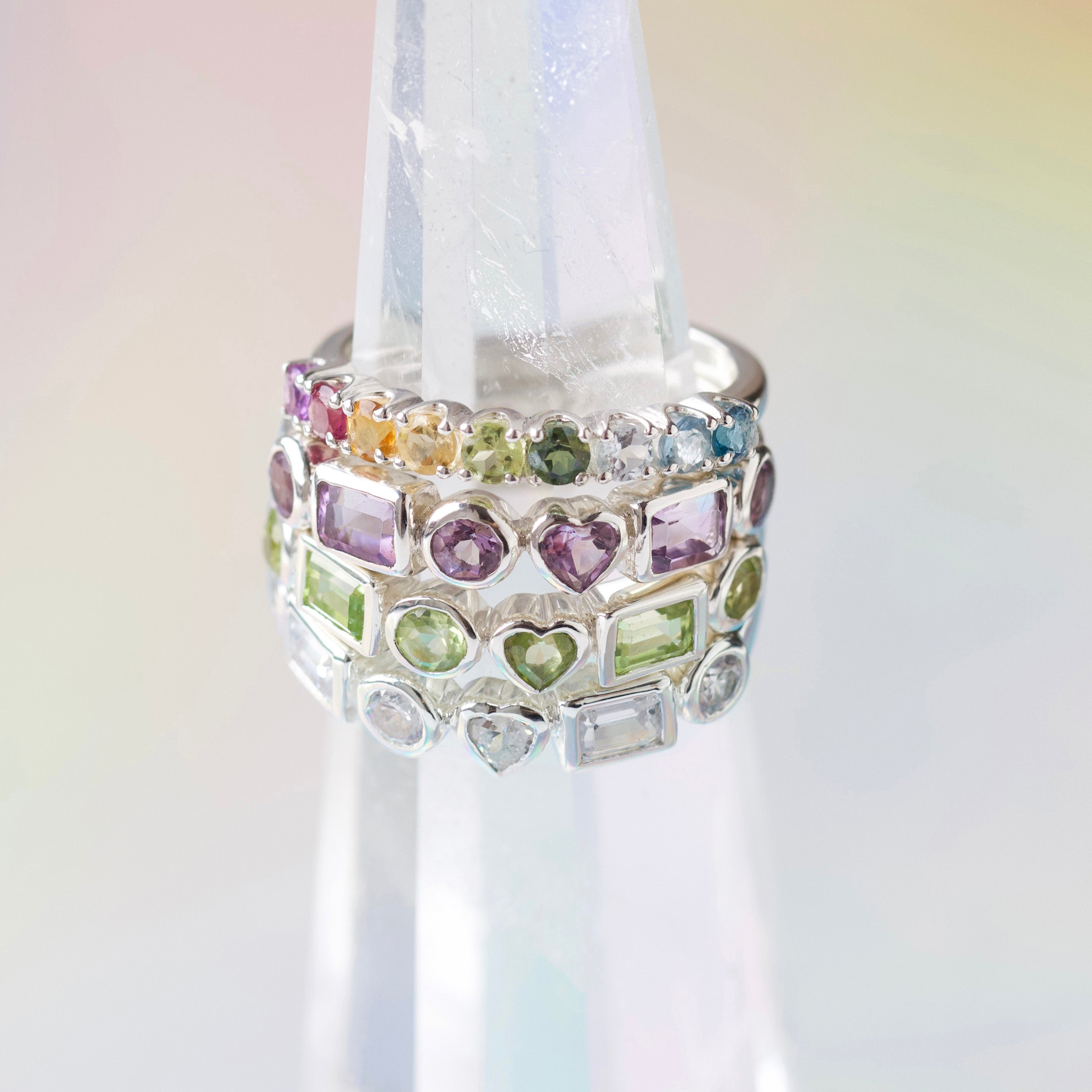 rainbow ombre gemstone ring