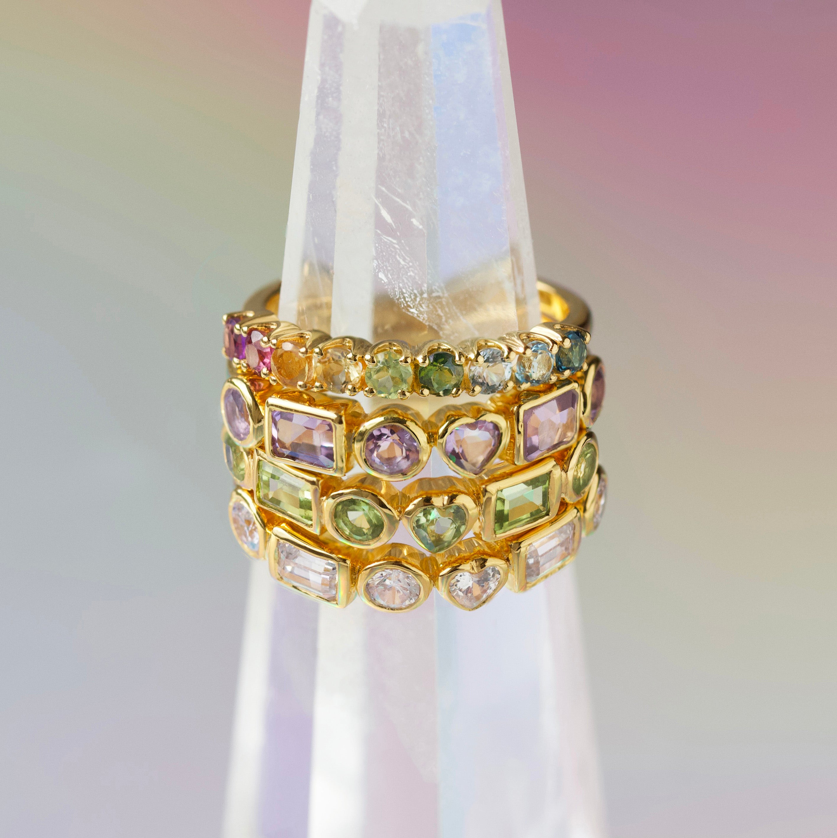 rainbow gemstone ring gold