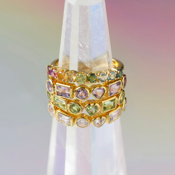 rainbow gemstone ring gold