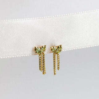 peridot chain earrings in gold
