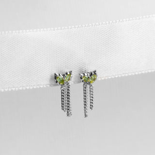 peridot chain stud earrings silver