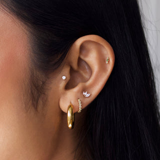 peridot hoop earring solid 9k 