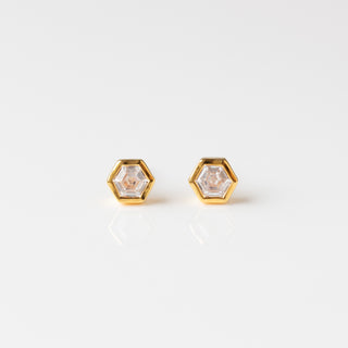 hexagon studs in gold