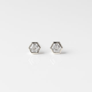 hexagon stud earrings silver