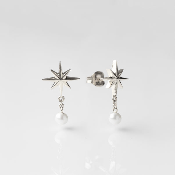 celestial star and pearl drop earrings

