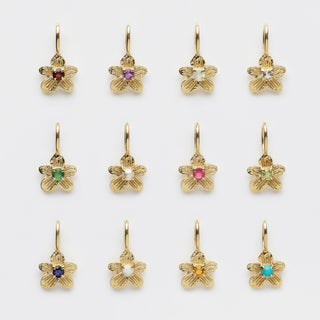 Birthstone flower charms in solid gold