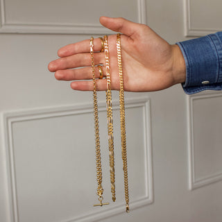 mens curb chain necklace in gold