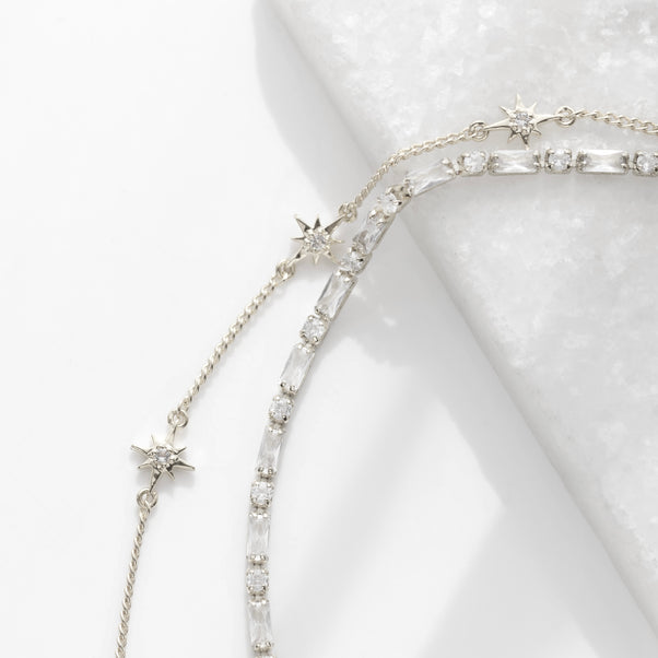 Celestial Dainty White Topaz Star Bracelet