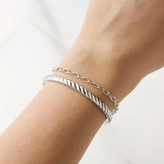 Sunray Link Chain Bracelet & Twist Cuff Set