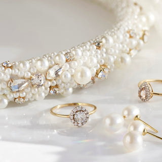 double pearl gemstone stud earrings