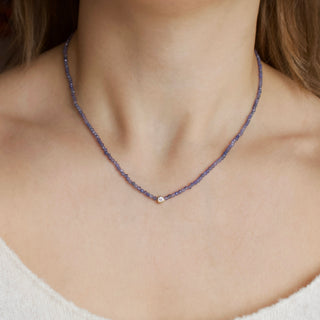 tanzanite and diamond beaded necklace