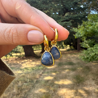 Huggie hoops with Sapphire 