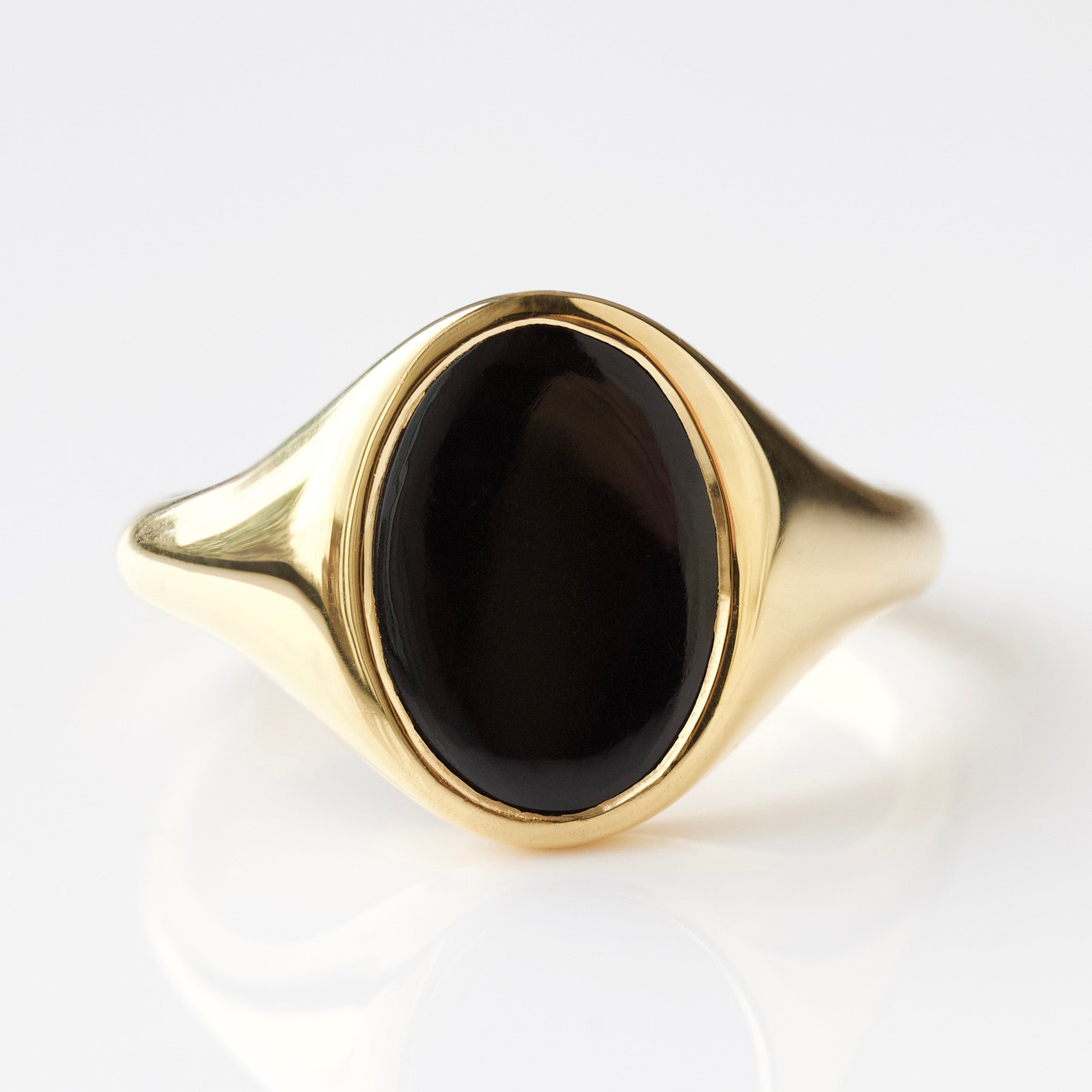 Oval Stone Gold Ring For Men Onyx Signet Mens Gold Ring With Onyx