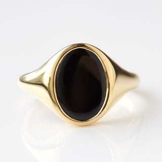 mens black onyx signet ring in gold