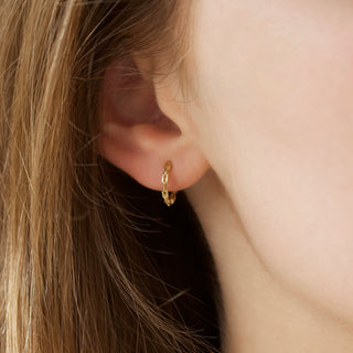 chain hoop earrings in solid gold